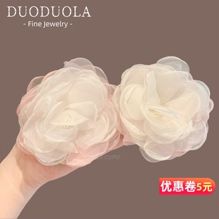 超仙網紗發圈花朵甜美氛圍感頭繩2025新款 發飾扎頭發發繩 精致時尚