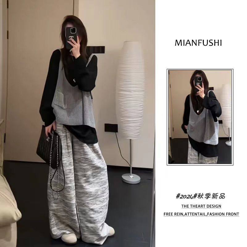 大码女装初秋装搭配一整套韩剧女主出游盐系穿搭三件套装2025新款