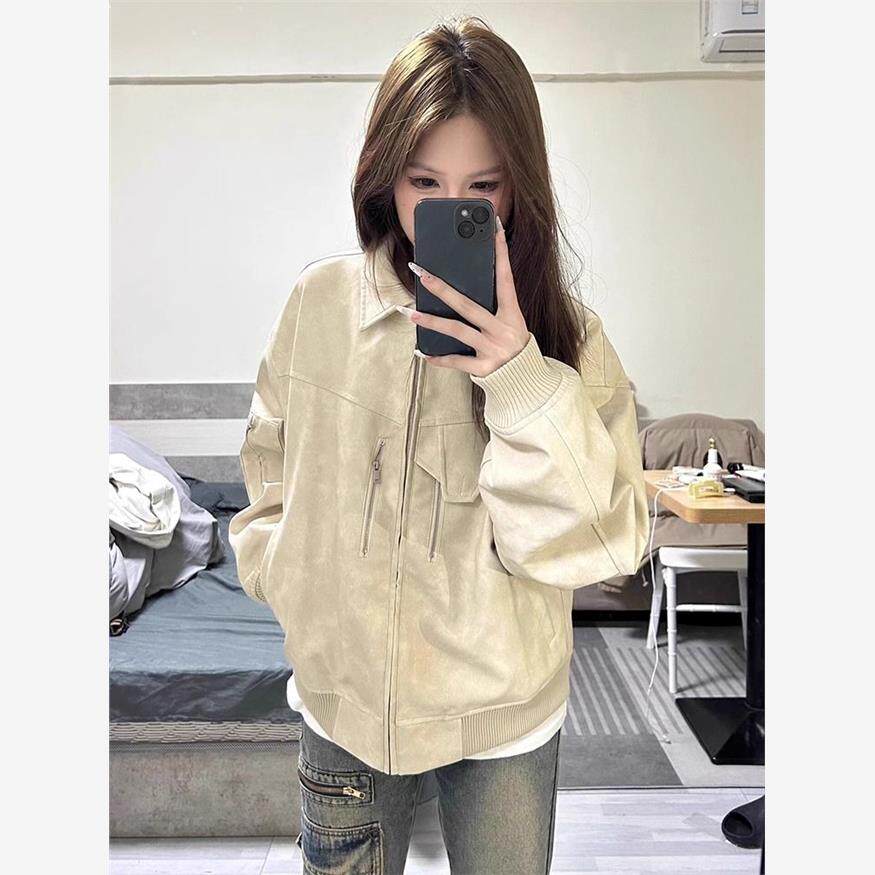 春天外套女2024新款美式复古工装潮牌夹克宽松春秋休闲高级感上衣