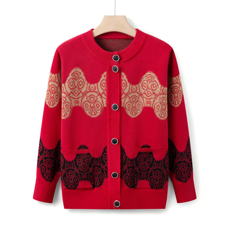 奶奶装秋季毛衣外套中老年人圆领开衫上衣女50岁60妈妈洋气针织衫,女装/女士精品,大码内搭,淘宝优惠券,粉丝福利购,淘宝优惠卷