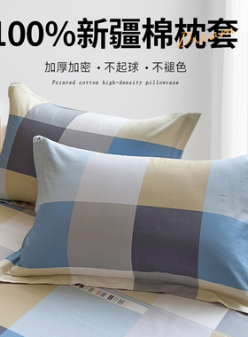 纯棉枕套一对大号简约成人枕头套全棉48x74cm单人枕芯内胆套条纹