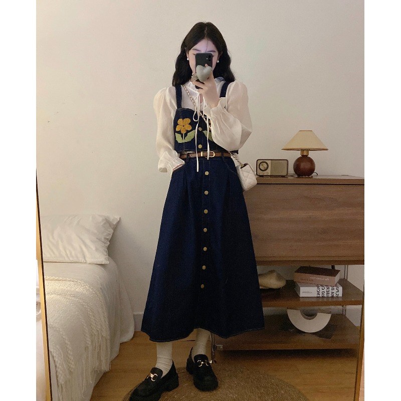 速发刺绣甲古新仔马复2024牛款大码上衣半身裙套装