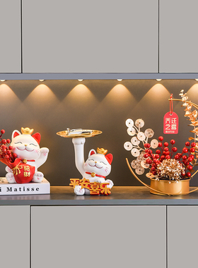 速发入户门收招财猫口纳摆件家居客厅玄关装房品新饰乔迁搬家礼物