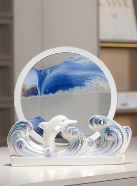 速发创意酒沙画轻奢柜厅电视客解压沙漏玄关流柜装饰品办公室摆件