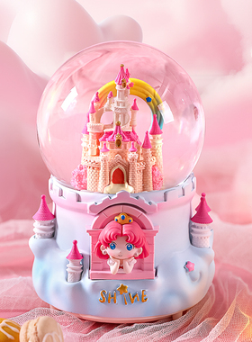 速发水晶球音乐八音盒孩公物六一儿童生日礼主玻璃球可旋转木马摆