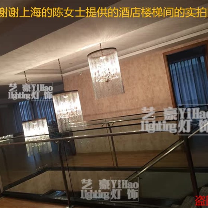 创意复古水晶吊灯美式餐厅卧室酒店珠帘铁艺工程别墅大水晶吊灯