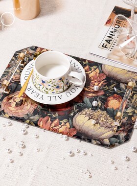 KP托盘长方形轻奢水杯茶杯托盘家用客厅高级托盘创意新中式收纳盘