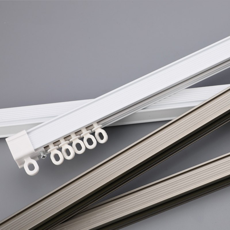 加厚铝合金直轨窗帘轨道顶装侧装静音窗帘杆配件滑道单轨道双轨