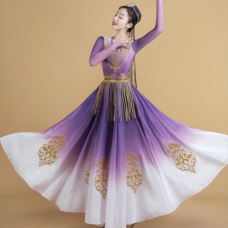 新疆舞蹈演出服维吾族舞少数民族女540大摆裙成人艺考维族表演服