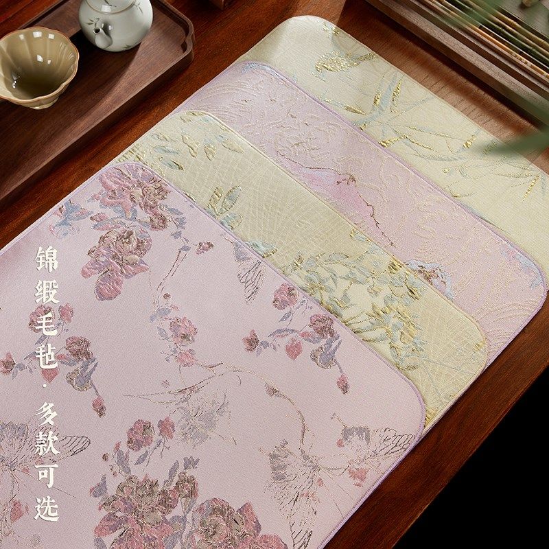 双面国画毛毡专用垫桌垫锦缎织锦平绒书画垫新中式禅意茶垫国风茶