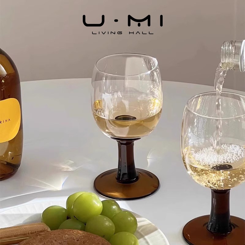 U Mi LIVING珊妙酒具法式红酒杯中古琥珀色高脚玻璃杯香槟杯子