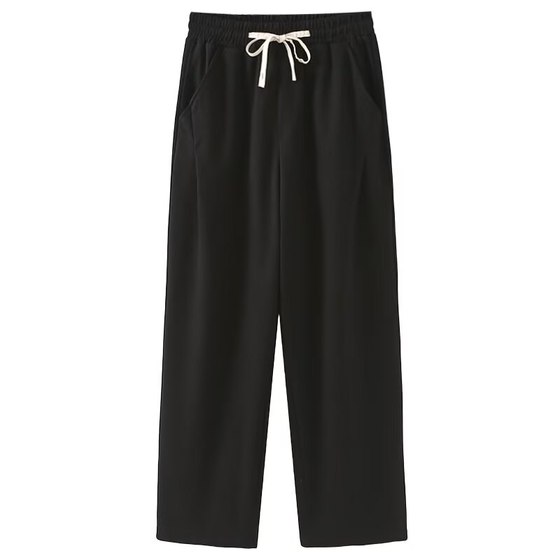 大码女装胖mm休闲裤女松紧腰抽绳梨形身材宽松显瘦直筒阔腿长裤子