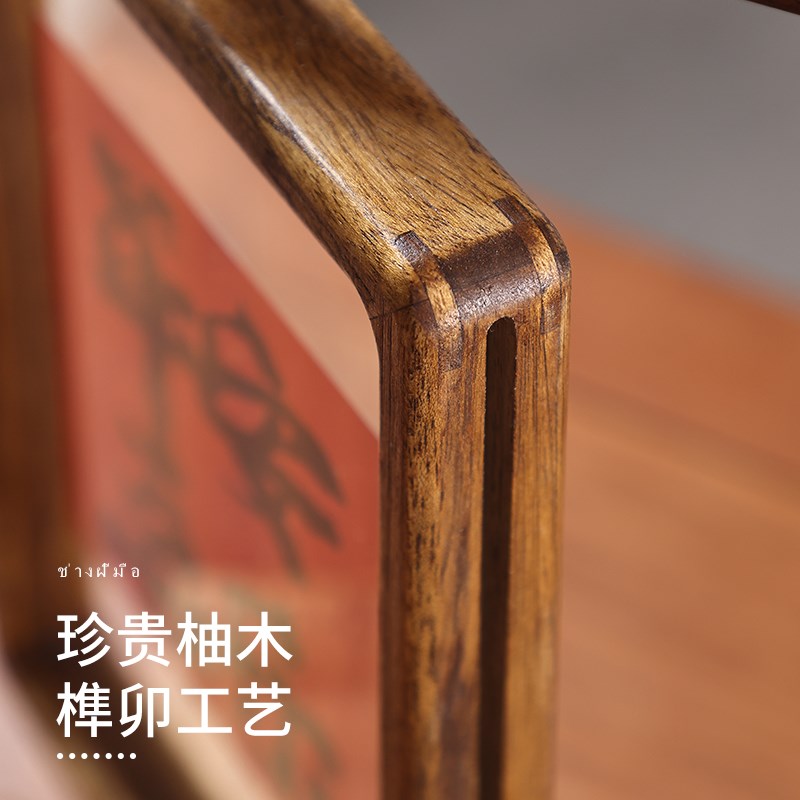 异丽双面透明实木相框摆台带底座旋转复古中式高级感书法装裱画框