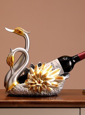 中式创意天鹅红酒架摆件客厅斜放玄关鞋柜酒柜装饰品乔迁新居礼品