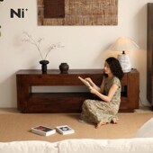 饰柜靠墙收纳实木边柜子 尼家侘寂风电视柜玄关案台复古民宿装