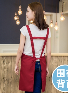 夏天薄款透气工作服鲜奶吧冷饮母婴店美妆店美容院家政围裙浅蓝色