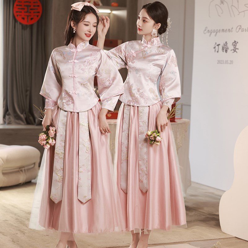 新中式伴娘服2024春季新款姐妹团显瘦礼服结婚中国风旗袍伴娘裙女