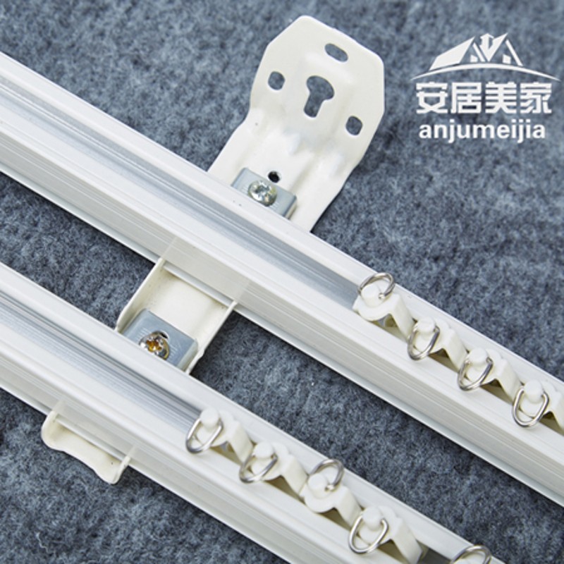 包邮窗帘轨道静音滑道窗帘杆罗马杆单双轨道滑轨滑轮顶装挂钩式
