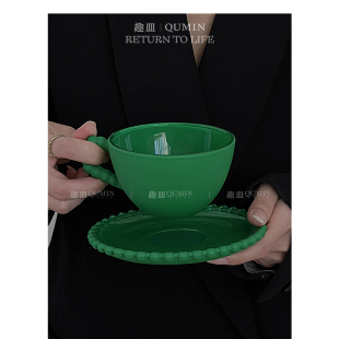 美式 Qumin 复古高级感玻璃咖啡杯设计感小众下午茶杯子家用甜品杯