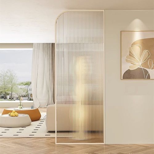 奶油风屏风隔断入户玄关客厅装饰玻璃隔断发光屏风