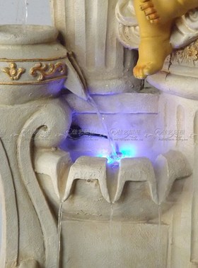 欧式玻璃钢人物雕塑艺术品客厅户外落地摆设可定制作天使流水喷泉