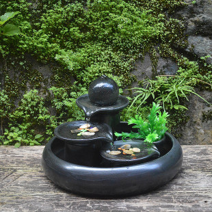 陶瓷喷泉流水工艺品摆设新房客厅家居水景加湿器装 饰礼品创意摆件