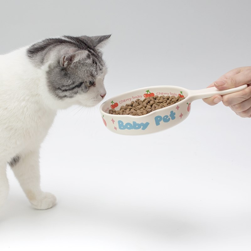 【年糕NianGao】童趣平底锅陶瓷宠物碗单柄防打翻高颜值狗碗猫碗