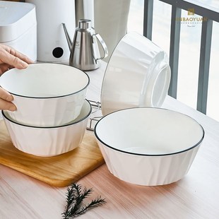 釉下彩4.5英寸陶瓷碗白胎碗家用餐具微波炉可用 晋宝源米饭碗欧式