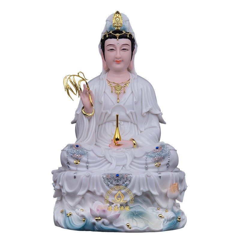 全堂佛佛像家用娑婆三圣玉瓷镶钻白衣释迦佛观音地藏菩萨桌面摆件,家居饰品,装饰摆件,淘宝优惠券,粉丝福利购,淘宝优惠卷