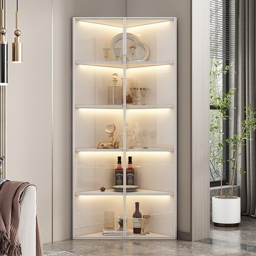 实木转角柜墙边落地三角酒柜餐厅直角边柜小展示柜拐角卧室置物架