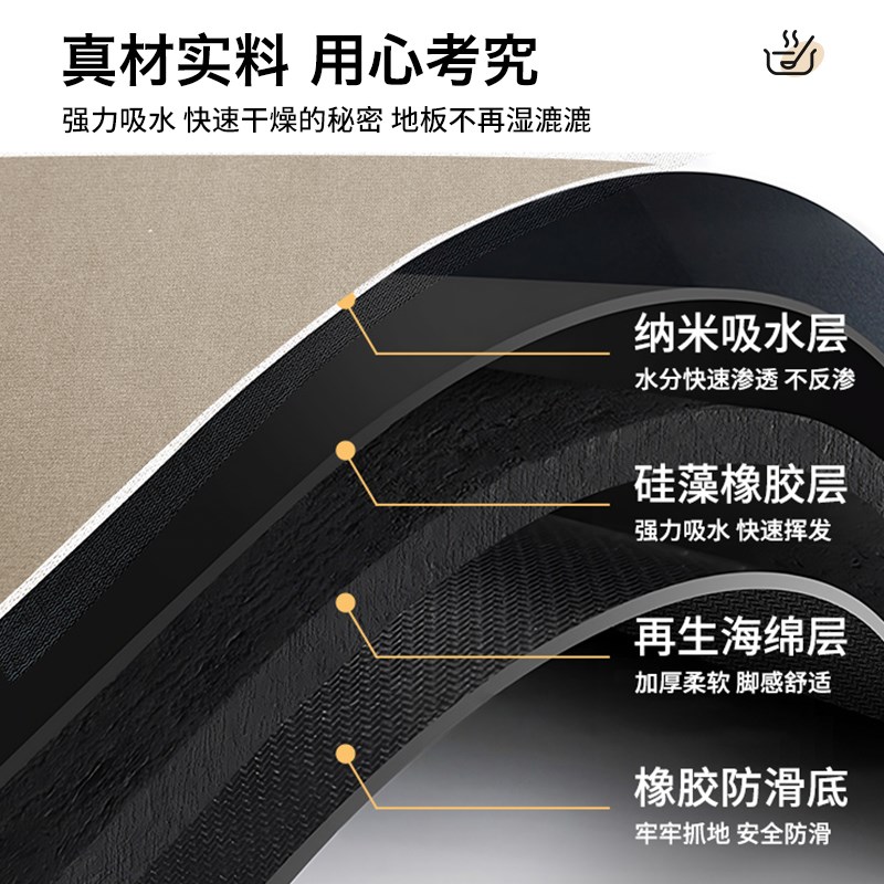 厨房专用地垫l型硅藻泥防滑防油吸水垫家用耐脏免洗可擦脚垫地毯