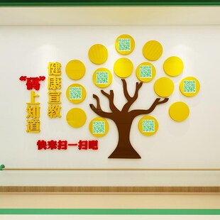 医院健康宣教树二维码扫一扫科室走廊背景墙面装饰护士站文化墙贴