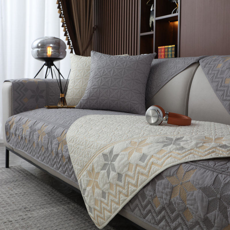 深色水洗纯棉四季通用沙发垫北欧简约防滑套罩巾客厅耐脏坐垫盖布