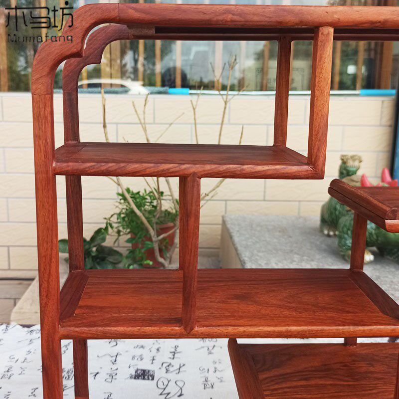 花梨木小博古架展示架桌上实木中式红木I茶台置物架桌面摆件博物
