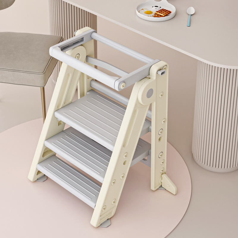 宝宝学习塔蒙氏洗手台阶凳儿童洗漱台踩脚K凳可折叠婴儿扶手楼梯