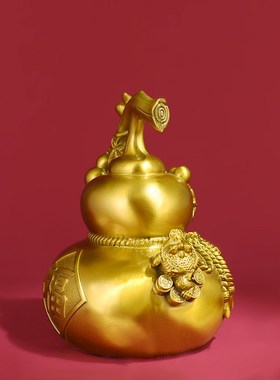 黄铜百福葫芦开盖开m口空心卧室客厅玄关酒柜电视柜摆件装饰工艺
