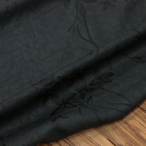 【咖红】真丝素平缎提花风灵草龟裂纹香云纱布P料旗袍服装莨绸面