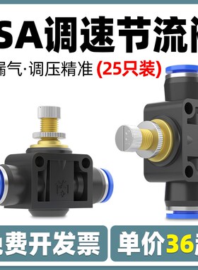 PA气动气管快速快插接n头LSA 4/6/8/10/12管道节流阀调节阀调速阀