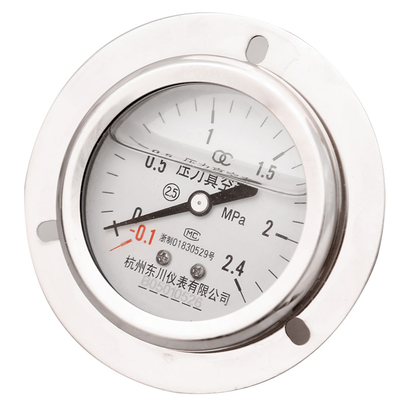 全不锈钢耐震压力表YN60BFZT轴向带边耐震压力表0-0.6/1W/1.6Mpa