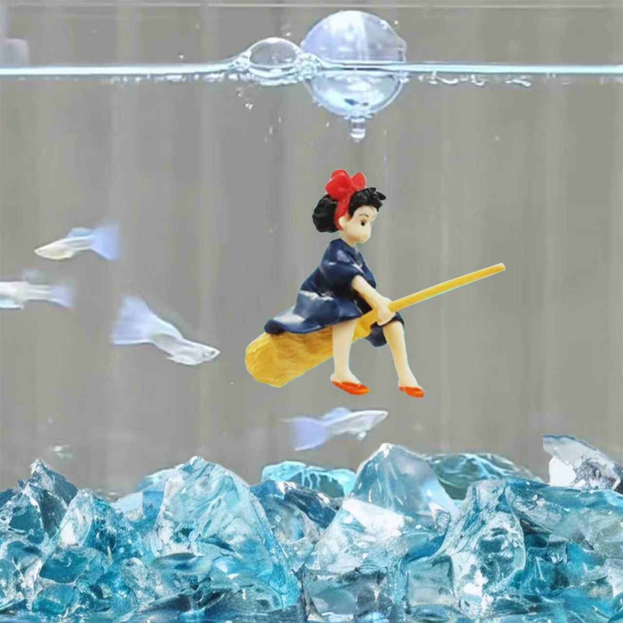 冰蓝琉璃晶石梦幻鱼缸造景摆件水族箱石头装饰底砂布景铺底观赏石