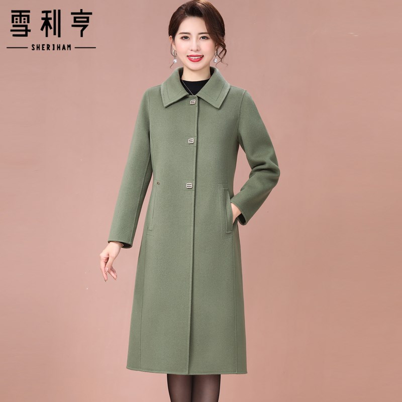 好货手工双面羊毛大衣女秋冬2025新款中年妈妈高贵过膝中长款毛呢