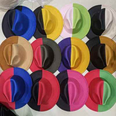 新品Hat Hats for Women Fedoras Patchwork Felt Caps Men Fedor