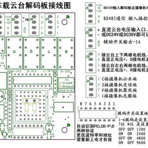好货直流电机驱动器 云台直流12V 24V解码板 PELCO-D协议RS485控