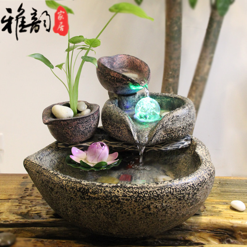 好货循环流水摆件风水转运家居假山转动水石来运转水晶球鱼缸喷泉