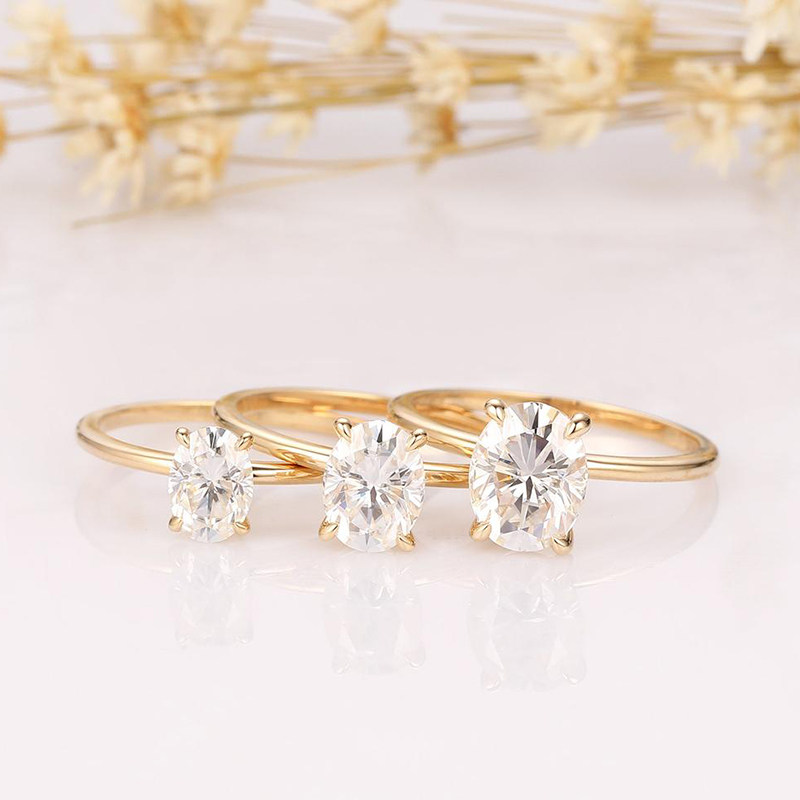 好货CxsJeremy 14K 585 Yellow Gold 1CT-2CT Moissanite Engagem - 实物图