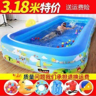 极速浴盆可坐吹气四层婴儿家庭P型游泳池无边鱼池商用特大号便捷