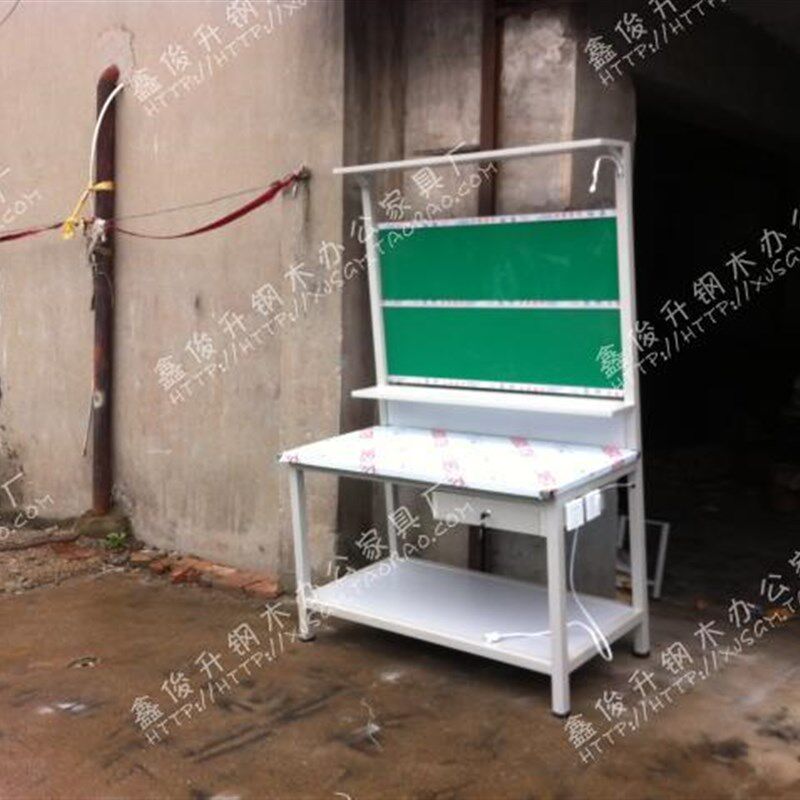 极速订做工作台面钳工桌重型防静电工作台不锈钢双层桌子带灯架操