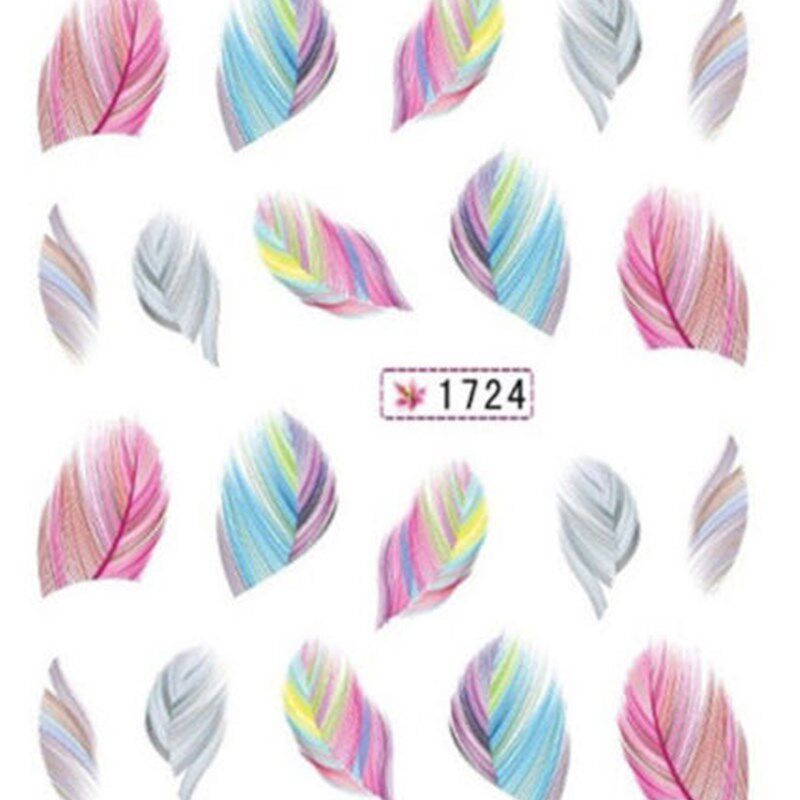 好货2015 3D Water Transfer Nail Art Tips Stickers Feather De图片