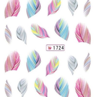 好货2015 3D Water Transfer Nail Art Tips Stickers Feather De