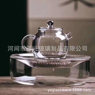 围炉煮茶 耐热玻璃小巨轮茶壶功夫泡茶器耐高温干泡台承壶托套W装